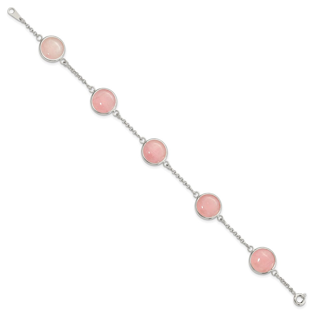 FJC Finejewelers 925 Sterling Silver Fancy Polished Rose Quartz 7.5in Bracelet 7.5 Inches