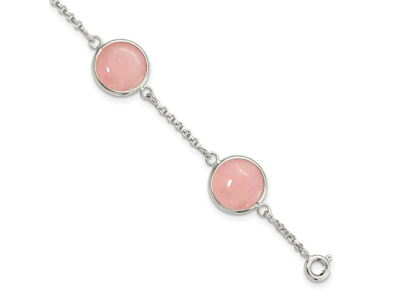FJC Finejewelers 925 Sterling Silver Fancy Polished Rose Quartz 7.5in Bracelet 7.5 Inches