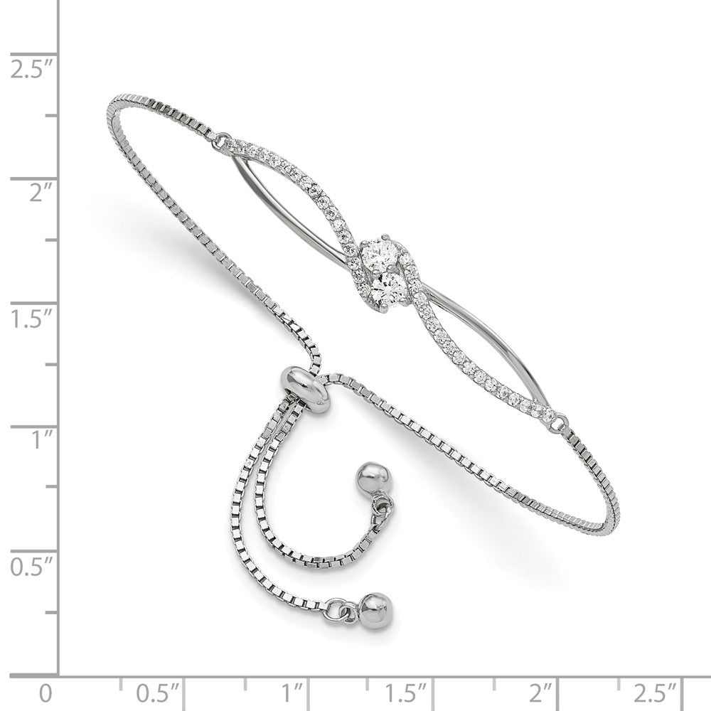 FJC Finejewelers 925 Sterling Silver Polished Rhodium Plated CZ Adjustable Bracelet 41.2 mm