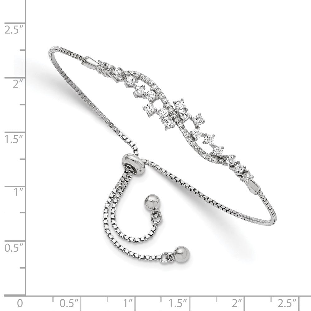 FJC Finejewelers 925 Sterling Silver Polished Rhodium Plated CZ Adjustable Bracelet 45.45 mm