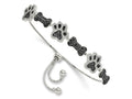 FJC Finejewelers 925 Sterling Silver Box Rhodium Plated CZ Paw Print and Dog Bone Adjustable Bracelet