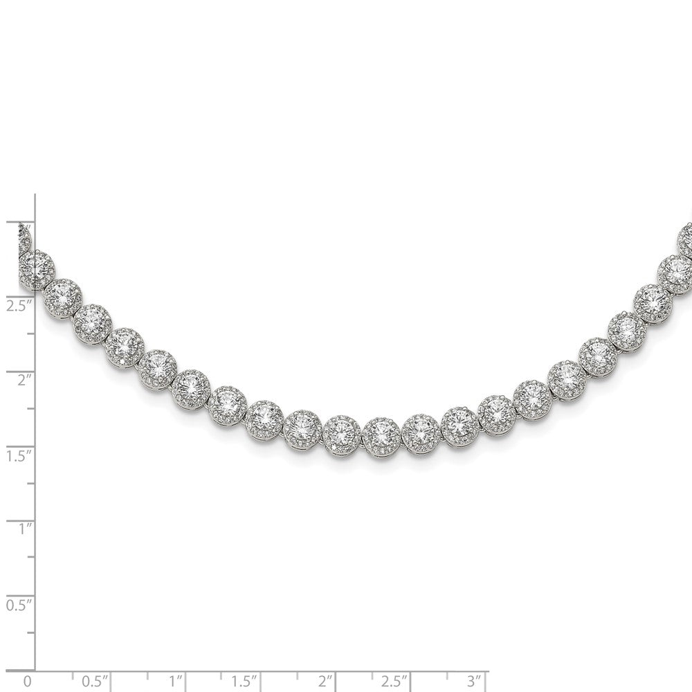 FJC Finejewelers 925 Sterling Silver Fancy Necklace  Round Halo CZ Necklace 17 Inches x 6.35 mm