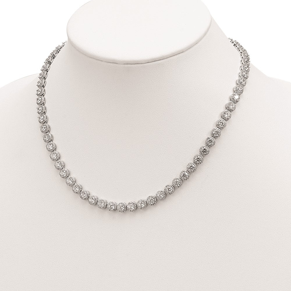 FJC Finejewelers 925 Sterling Silver Fancy Necklace  Round Halo CZ Necklace 17 Inches x 6.35 mm