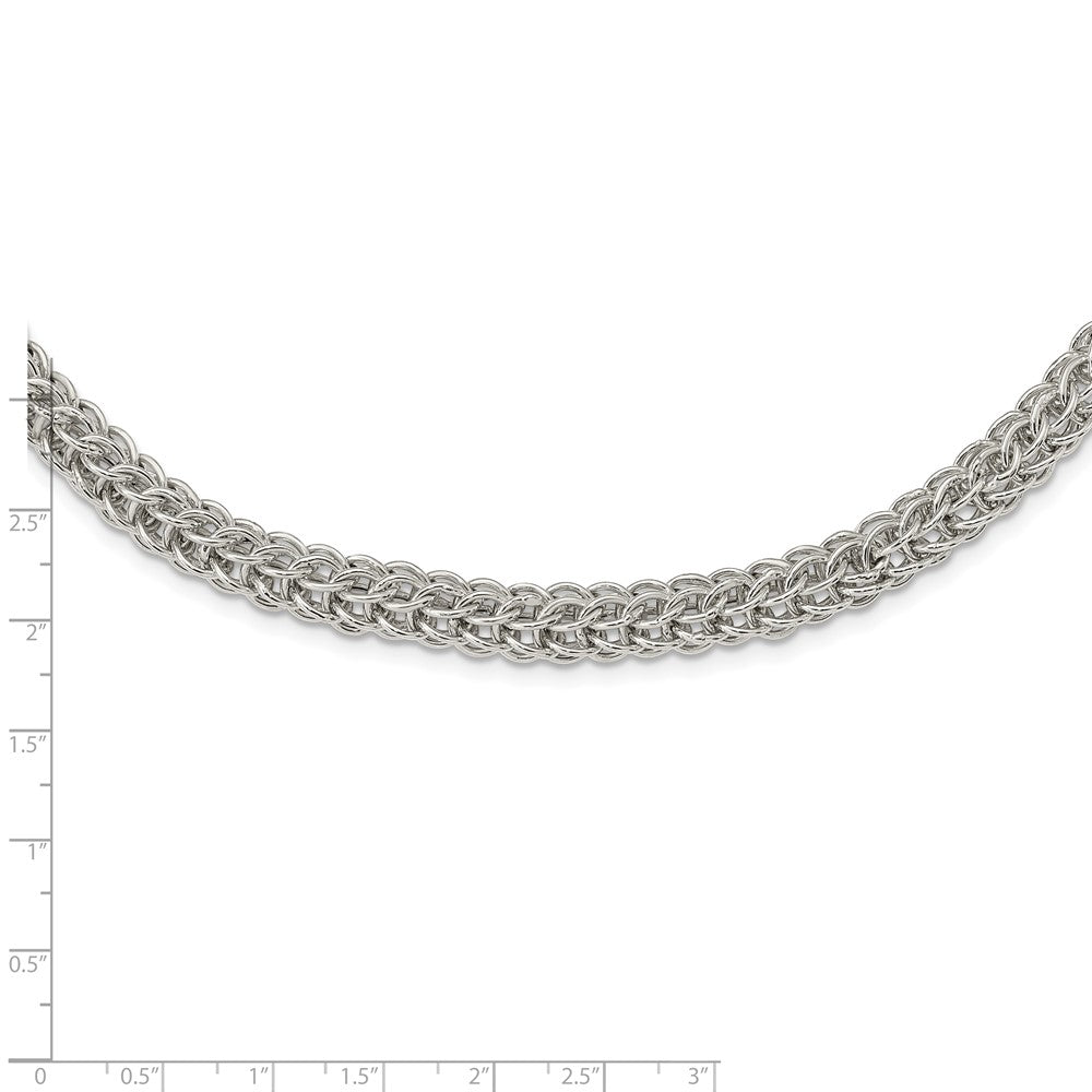 FJC Finejewelers 925 Sterling Silver Polished Fancy Circle Link 18.5in Necklace 18 Inches x 7 mm