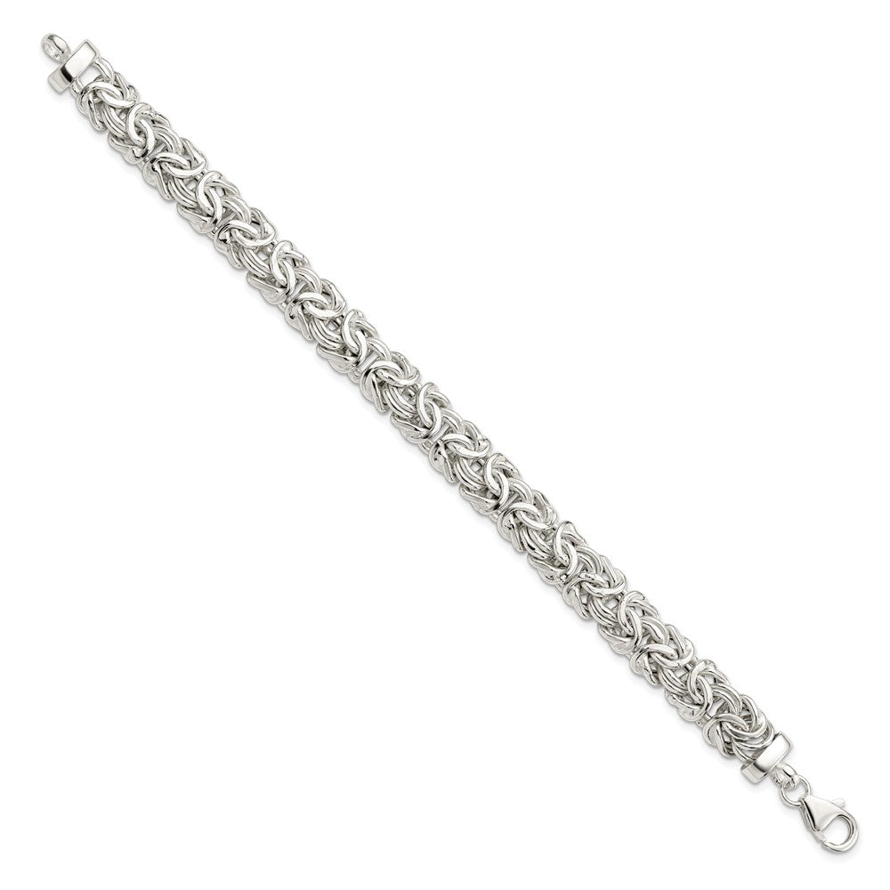 FJC Finejewelers 925 Sterling Silver Fancy 9.3mm Flat Byzantine 7in Chain Bracelet 7 Inches x 9.43 mm