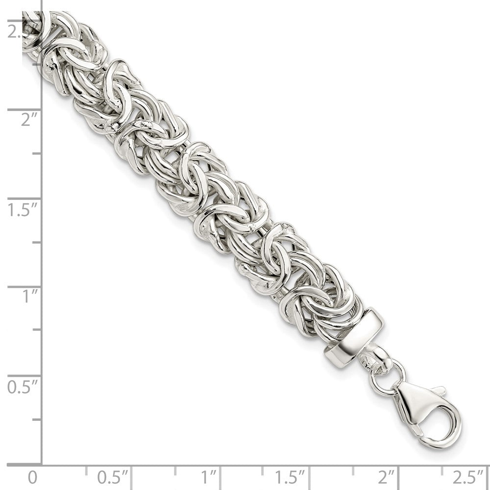 FJC Finejewelers 925 Sterling Silver Fancy 9.3mm Flat Byzantine 7in Chain Bracelet 7 Inches x 9.43 mm