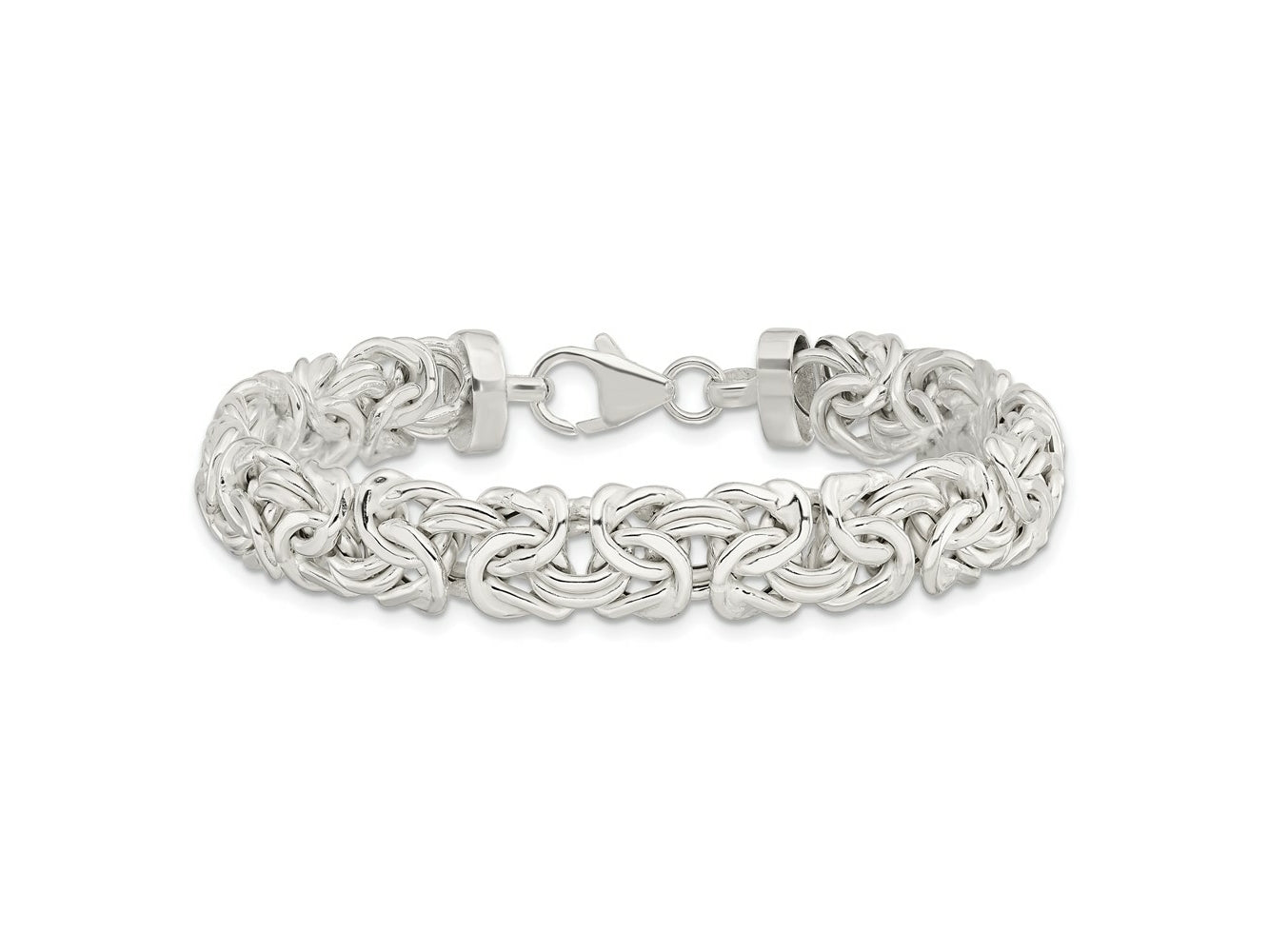 FJC Finejewelers 925 Sterling Silver Fancy 9.3mm Flat Byzantine 7in Chain Bracelet 7 Inches x 9.43 mm