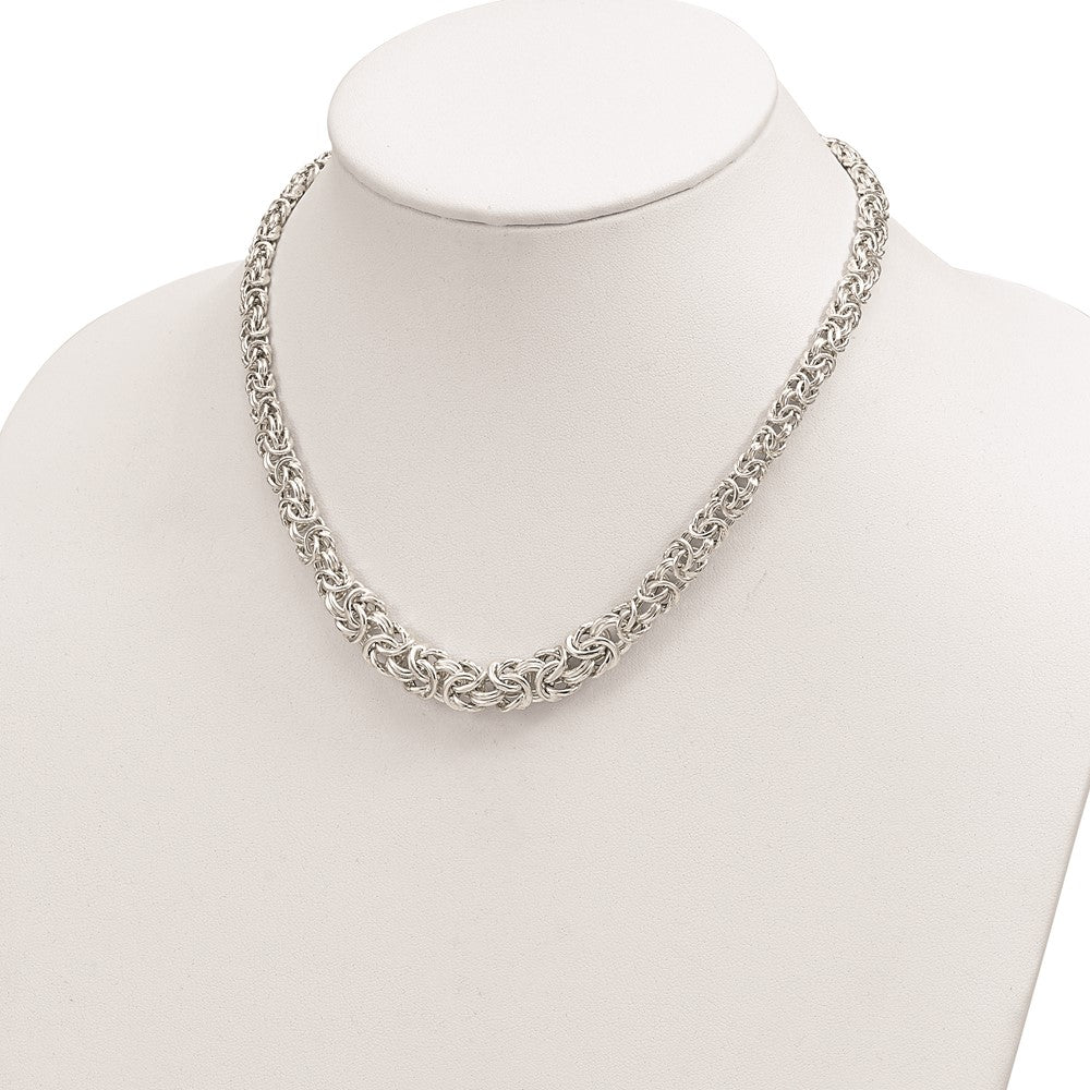 FJC Finejewelers 925 Sterling Silver Polished Byzantine Graduated Link Necklace 17 Inches x 6 mm