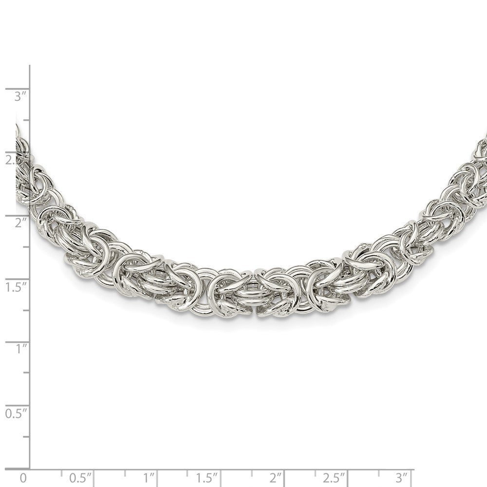 FJC Finejewelers 925 Sterling Silver Polished Byzantine Graduated Link Necklace 17 Inches x 6 mm