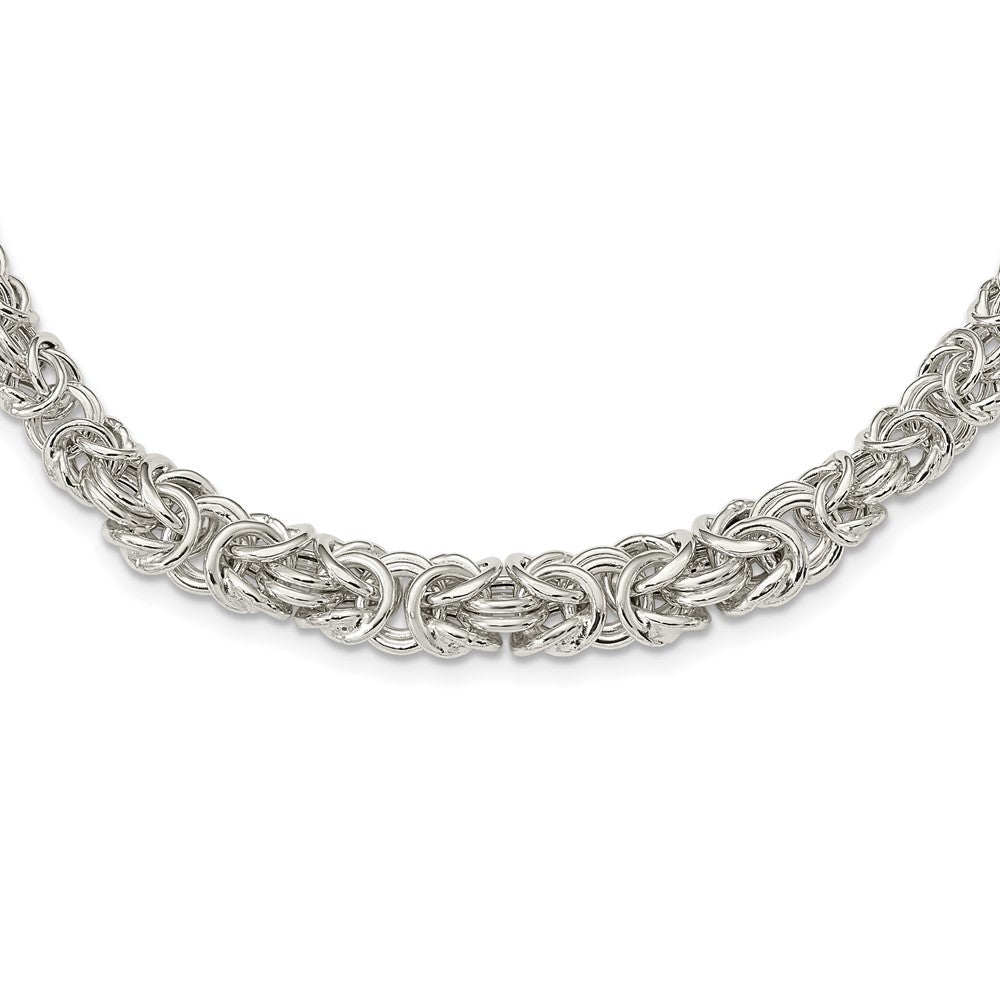 FJC Finejewelers 925 Sterling Silver Polished Byzantine Graduated Link Necklace 17 Inches x 6 mm