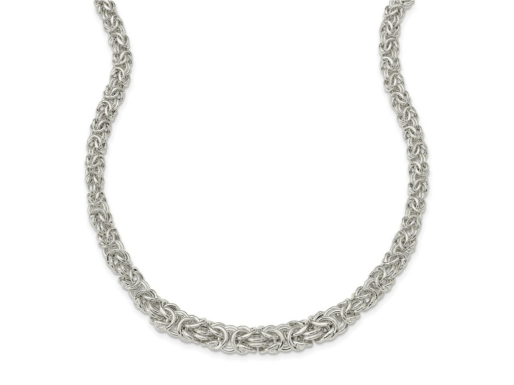 FJC Finejewelers 925 Sterling Silver Polished Byzantine Graduated Link Necklace 17 Inches x 6 mm