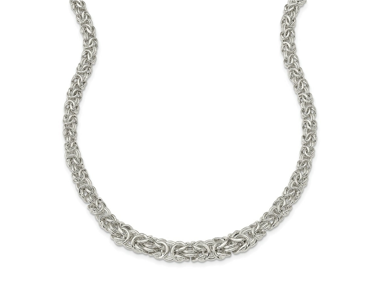 FJC Finejewelers 925 Sterling Silver Polished Byzantine Graduated Link Necklace 17 Inches x 6 mm