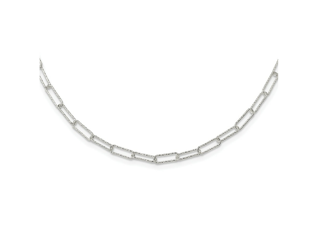 FJC Finejewelers 925 Sterling Silver Bright Cut Fancy Open Link with 1.5 in ext. Necklace 18 Inches x 3 mm