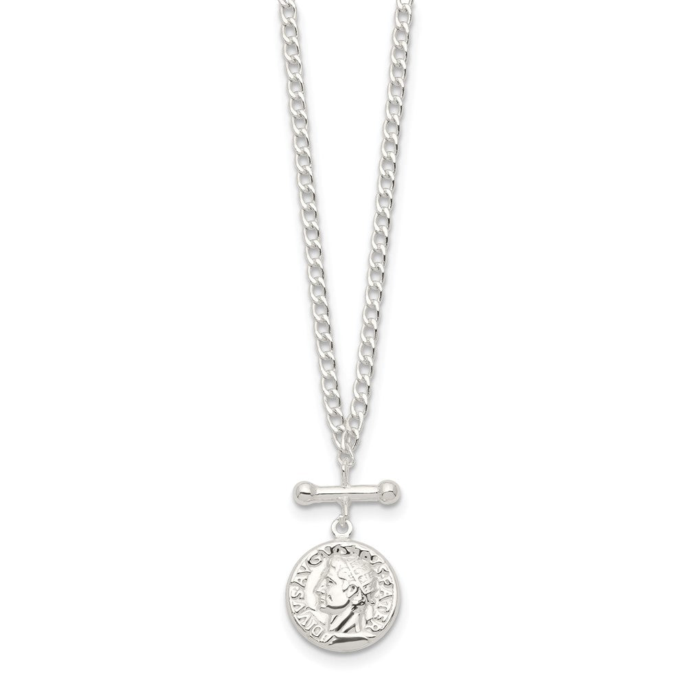 FJC Finejewelers 925 Sterling Silver Fancy Replica Roman Coin Necklace 18 Inches x 14 mm