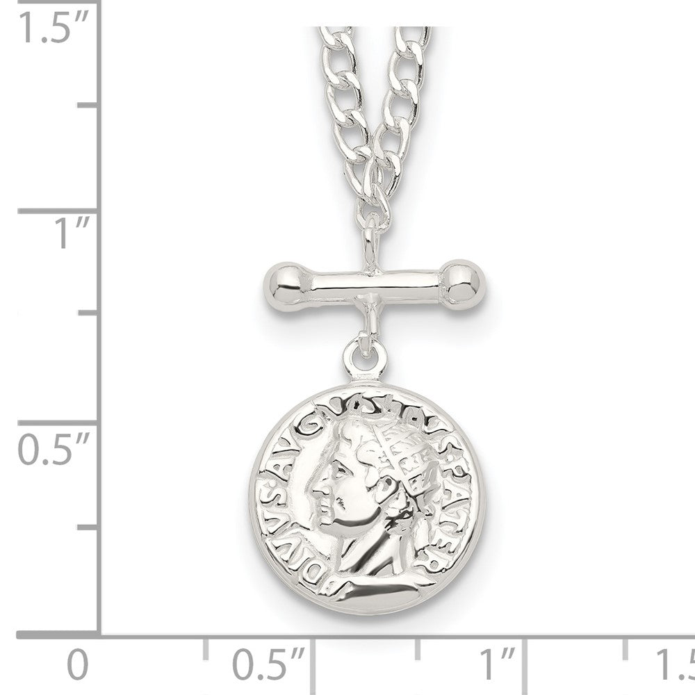 FJC Finejewelers 925 Sterling Silver Fancy Replica Roman Coin Necklace 18 Inches x 14 mm