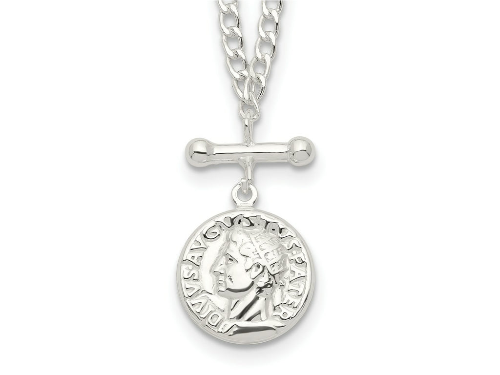FJC Finejewelers 925 Sterling Silver Fancy Replica Roman Coin Necklace 18 Inches x 14 mm