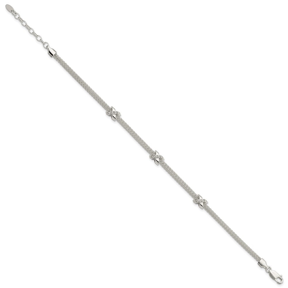 FJC Finejewelers 925 Sterling Silver Fancy  Polished CZ XS with 1 in ext Bracelet 7.25 Inches x 5.34 mm