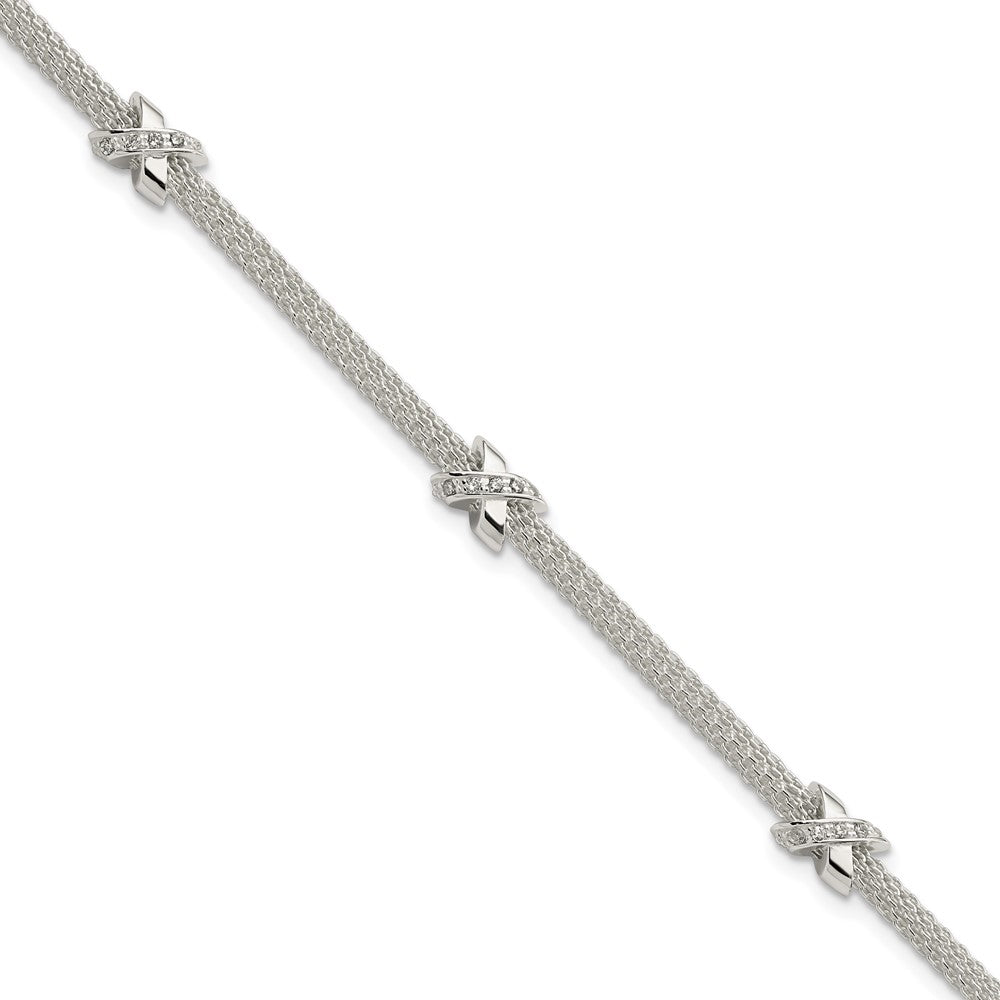 FJC Finejewelers 925 Sterling Silver Fancy  Polished CZ XS with 1 in ext Bracelet 7.25 Inches x 5.34 mm