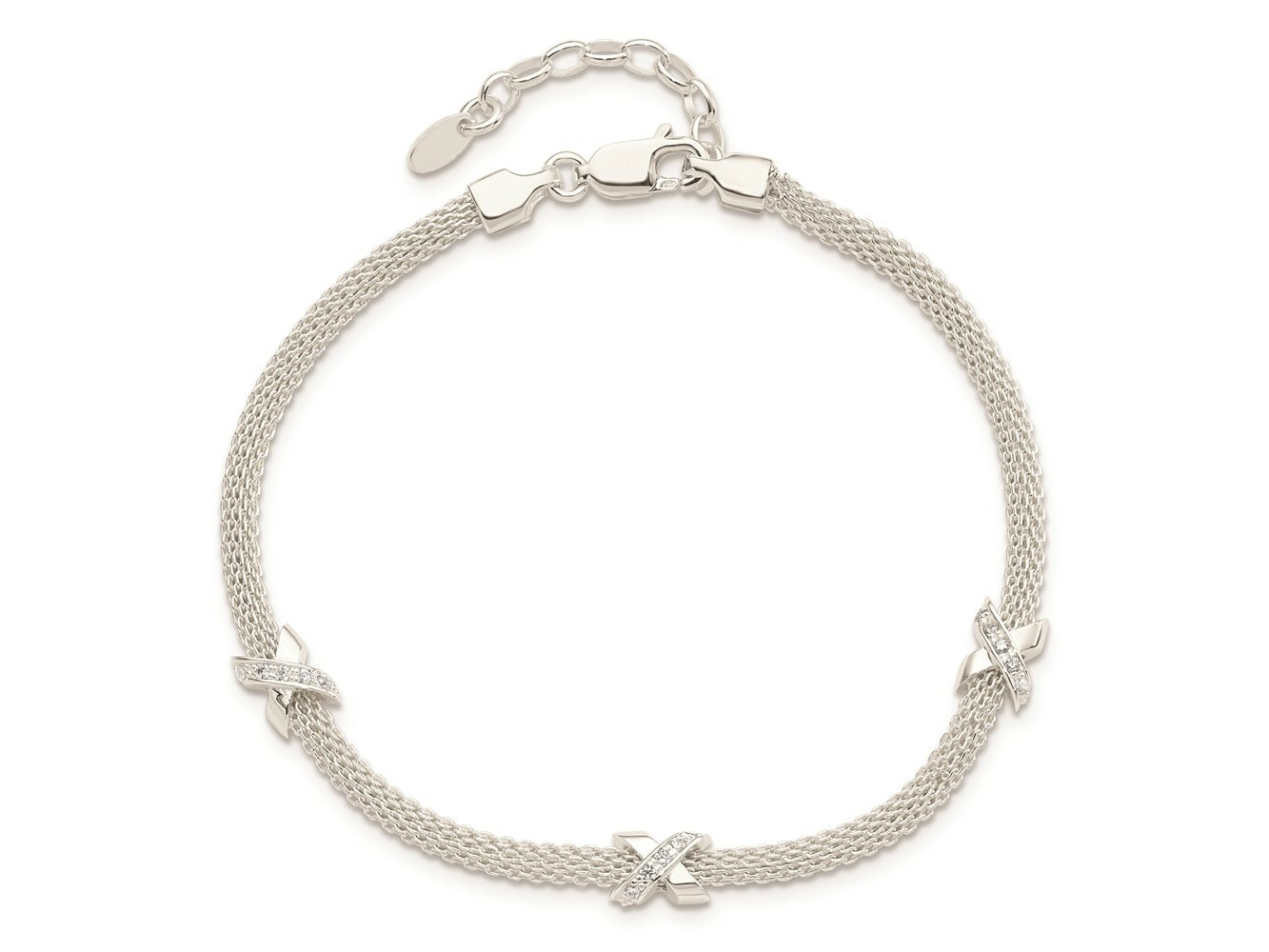 FJC Finejewelers 925 Sterling Silver Fancy  Polished CZ XS with 1 in ext Bracelet 7.25 Inches x 5.34 mm
