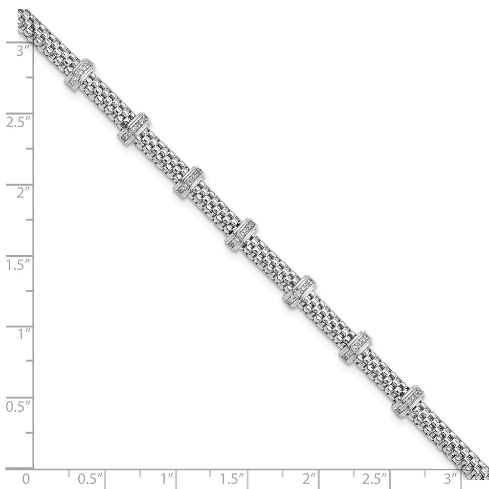 FJC Finejewelers 925 Sterling Silver Fancy Rhodium Plated Polished CZ Bracelet 7.5 Inches x 6.34 mm