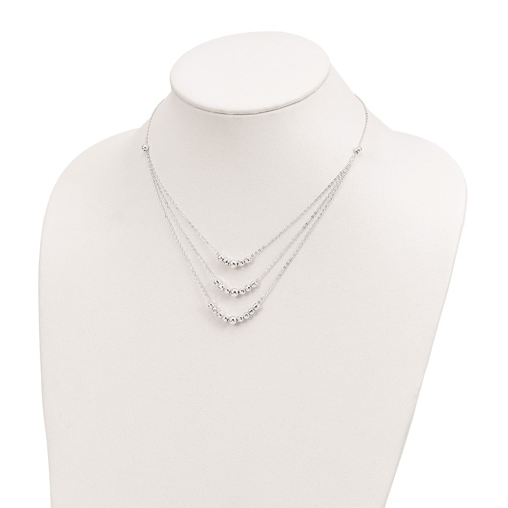 FJC Finejewelers 925 Sterling Silver Bright Cut Fancy Polished 3-Strand Beaded Necklace 16 Inches x 4 mm