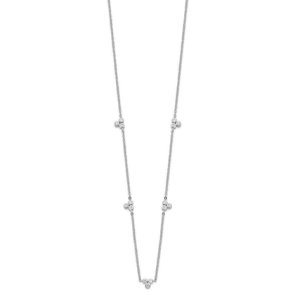 FJC Finejewelers 925 Sterling Silver Fancy  Polished CZ 5 Stations Necklace 18 Inches x 4 mm