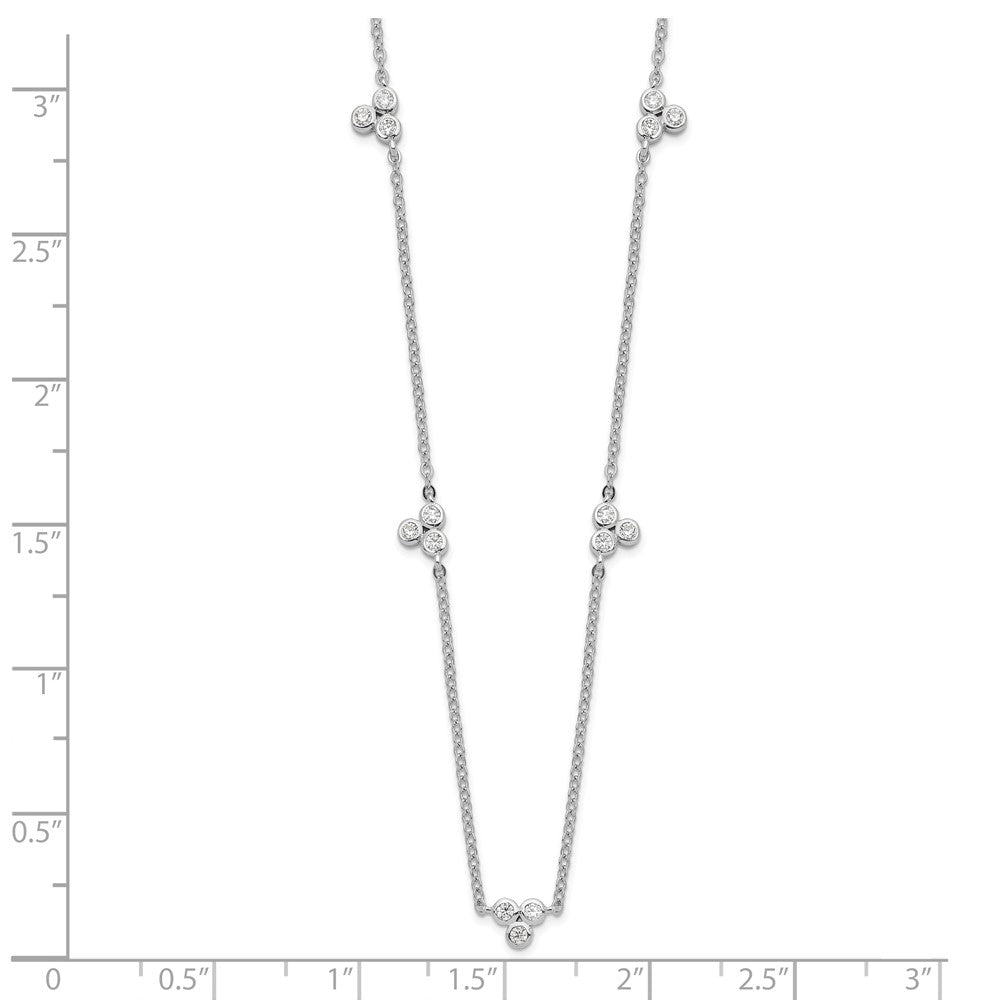 FJC Finejewelers 925 Sterling Silver Fancy  Polished CZ 5 Stations Necklace 18 Inches x 4 mm