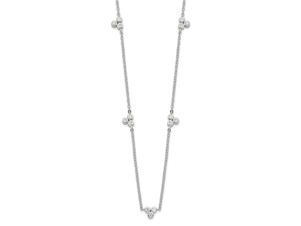 FJC Finejewelers 925 Sterling Silver Fancy  Polished CZ 5 Stations Necklace 18 Inches x 4 mm