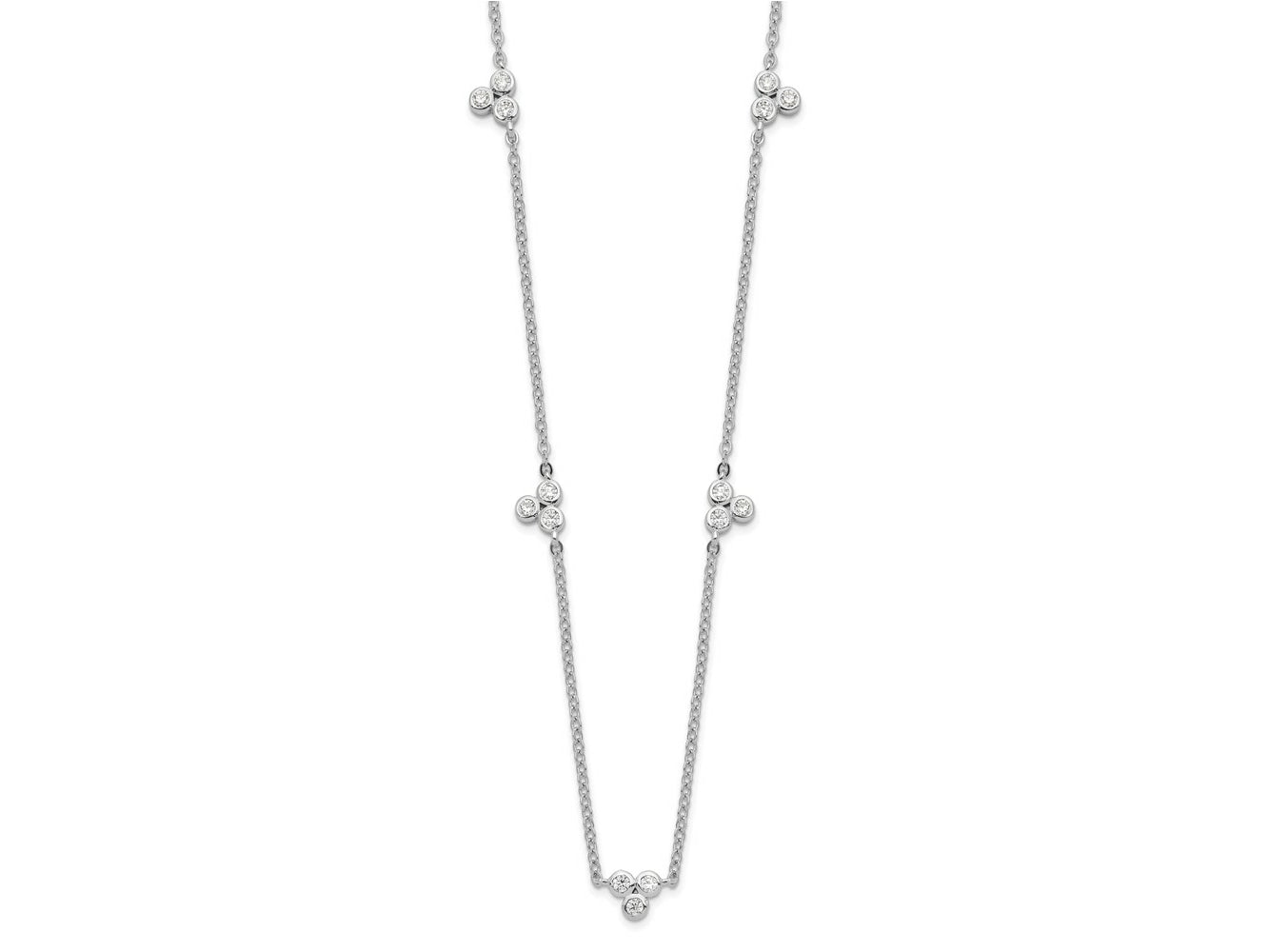 FJC Finejewelers 925 Sterling Silver Fancy  Polished CZ 5 Stations Necklace 18 Inches x 4 mm