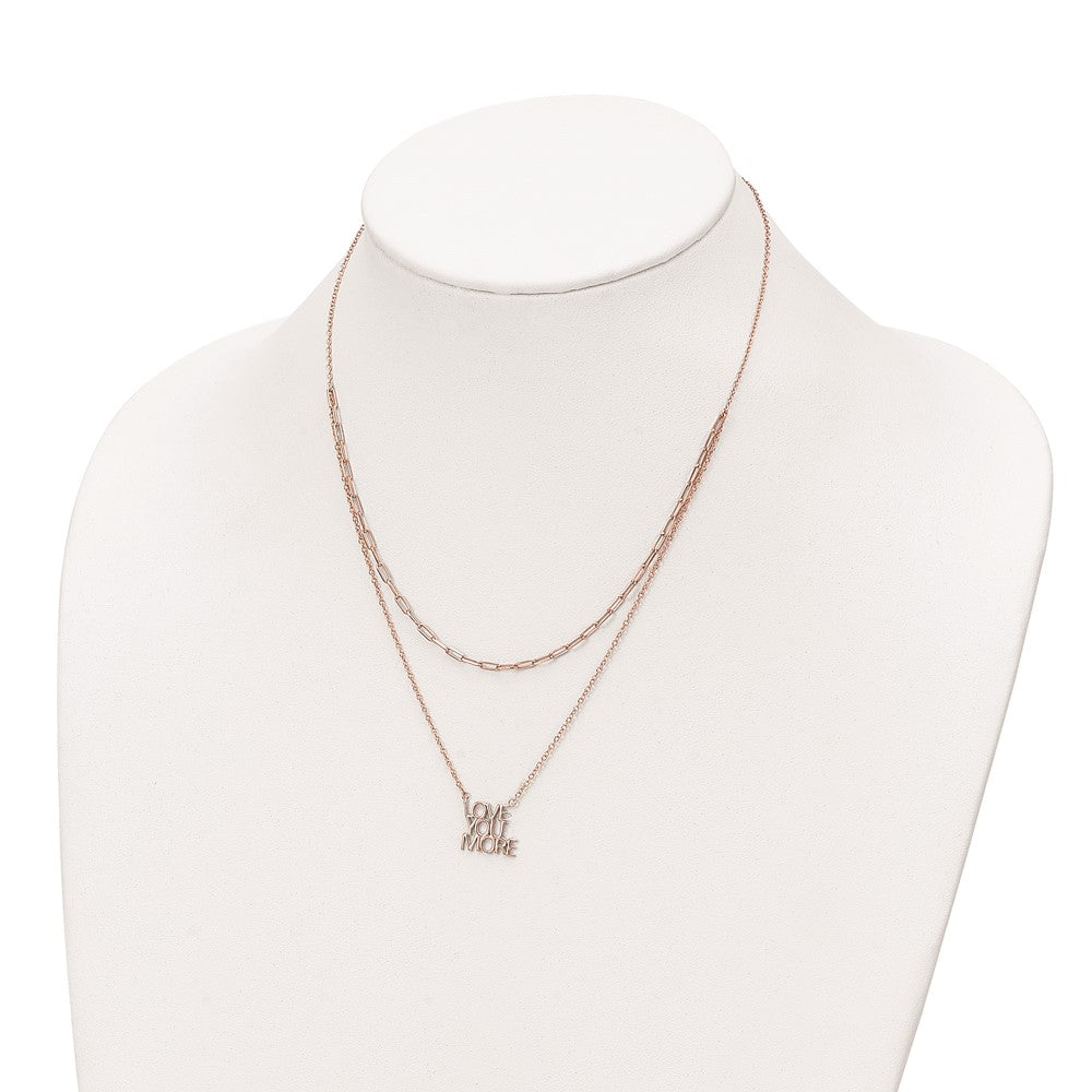 FJC Finejewelers 925 Sterling Silver Rose-tone Love You More Two Strand 16 inch Necklace 16 Inches x 12 mm