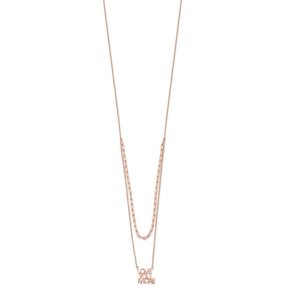 FJC Finejewelers 925 Sterling Silver Rose-tone Love You More Two Strand 16 inch Necklace 16 Inches x 12 mm
