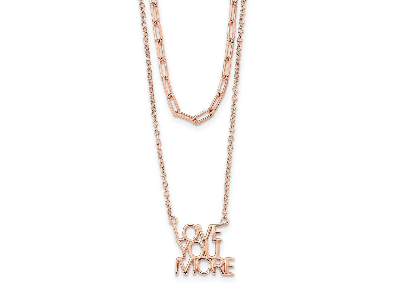 FJC Finejewelers 925 Sterling Silver Rose-tone Love You More Two Strand 16 inch Necklace 16 Inches x 12 mm