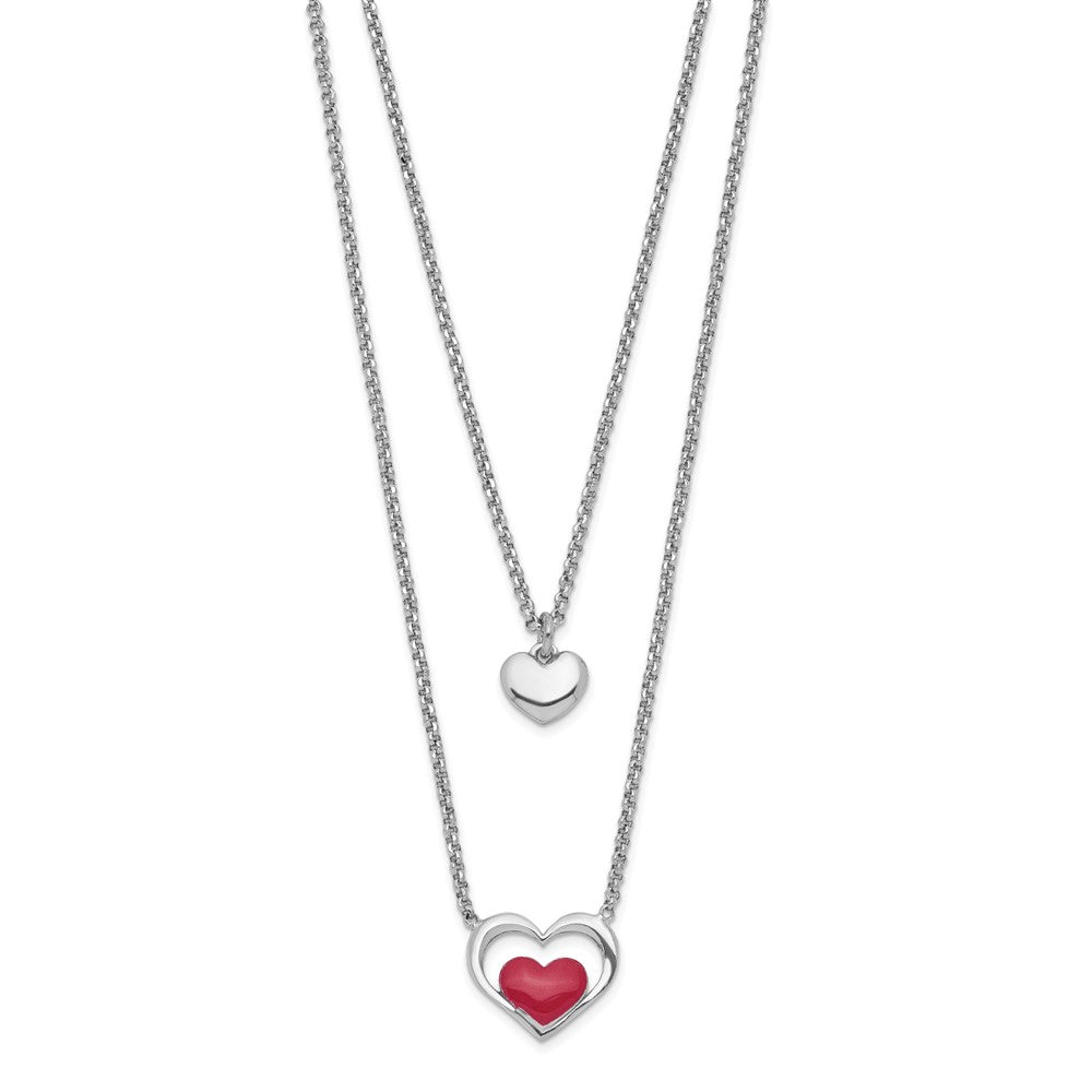 FJC Finejewelers 925 Sterling Silver ate Enamel Heart 2-Strand with 1in Ext Necklace 16 Inches x 11 mm
