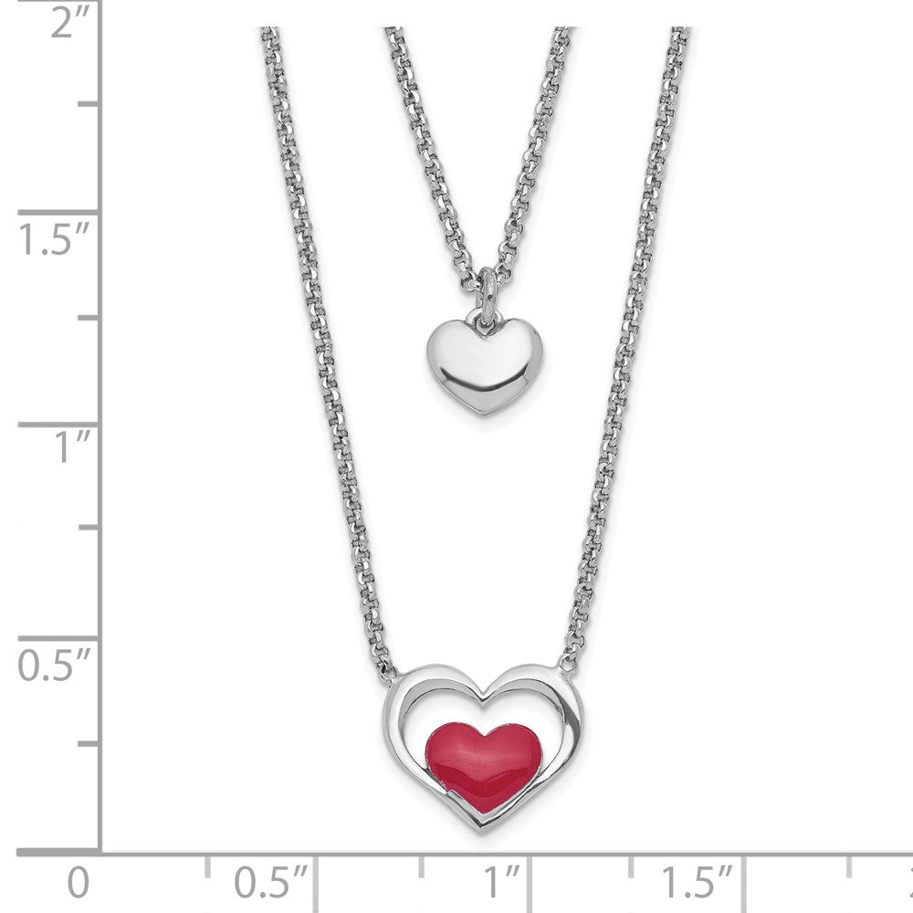 FJC Finejewelers 925 Sterling Silver ate Enamel Heart 2-Strand with 1in Ext Necklace 16 Inches x 11 mm