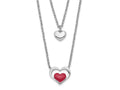 FJC Finejewelers 925 Sterling Silver ate Enamel Heart 2-Strand with 1in Ext Necklace 16 Inches x 11 mm