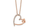 FJC Finejewelers 925 Sterling Silver Polished Rose-tone CZ Heart 18in Necklace 18 Inches x 12 mm