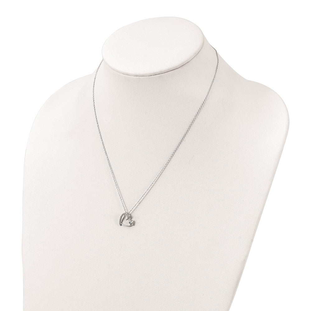 FJC Finejewelers 925 Sterling Silver Polished Rhodium Plated CZ Heart 18in Necklace 18 Inches x 12 mm