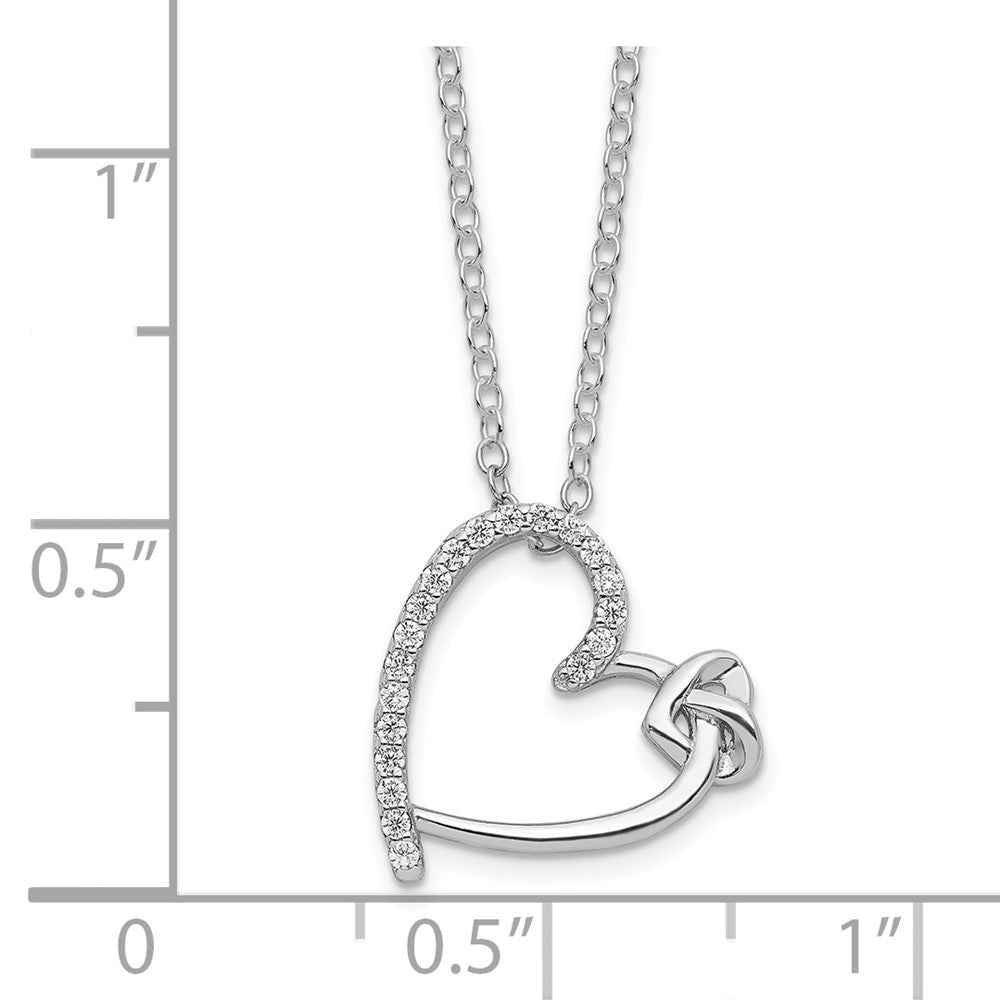 FJC Finejewelers 925 Sterling Silver Polished Rhodium Plated CZ Heart 18in Necklace 18 Inches x 12 mm