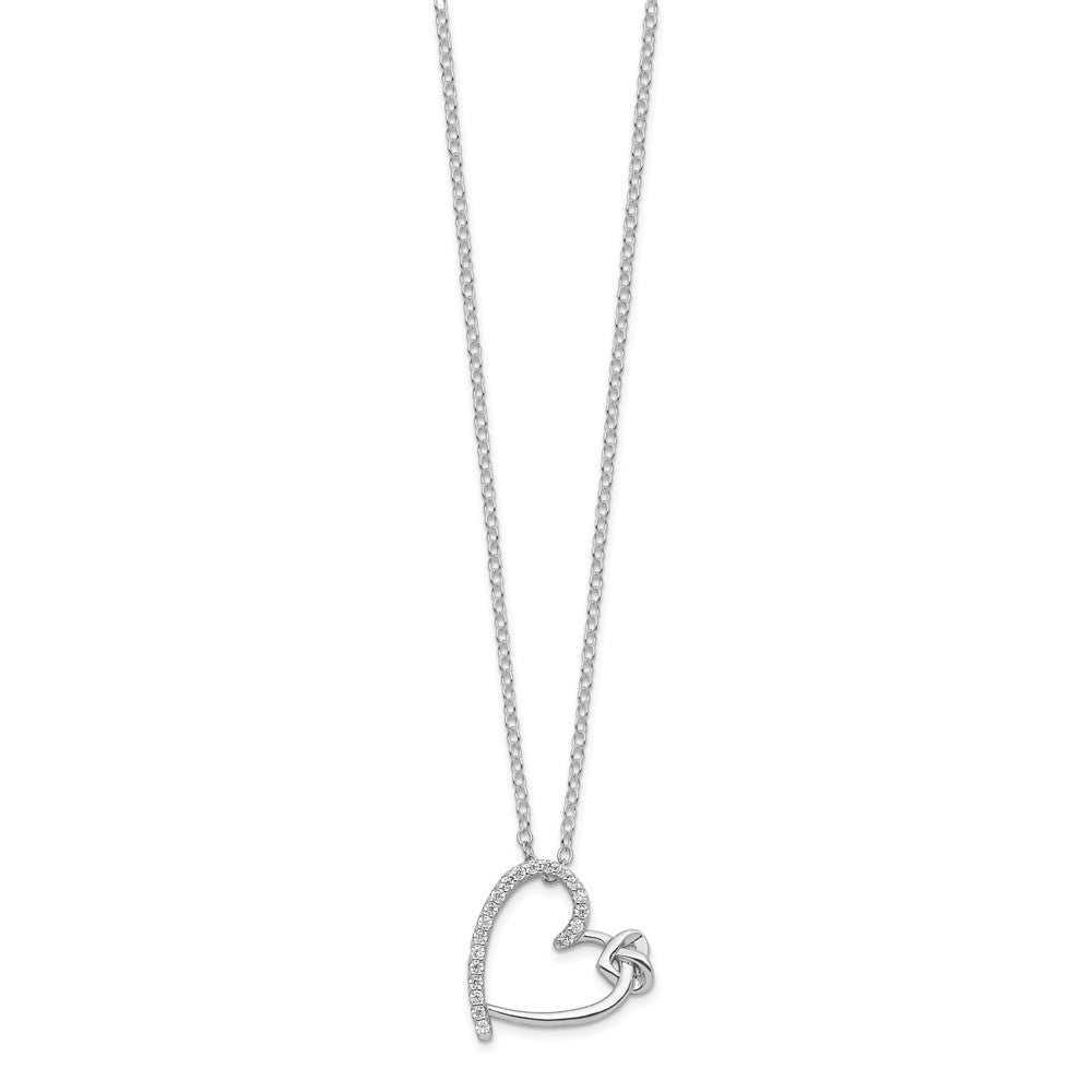 FJC Finejewelers 925 Sterling Silver Polished Rhodium Plated CZ Heart 18in Necklace 18 Inches x 12 mm