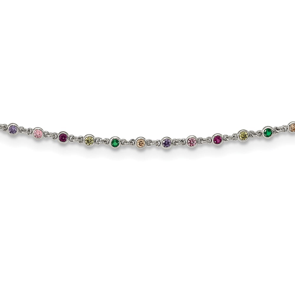 FJC Finejewelers 925 Sterling Silver  Polished Multi-color CZ with 3 IN EXT Choker 12 Inches