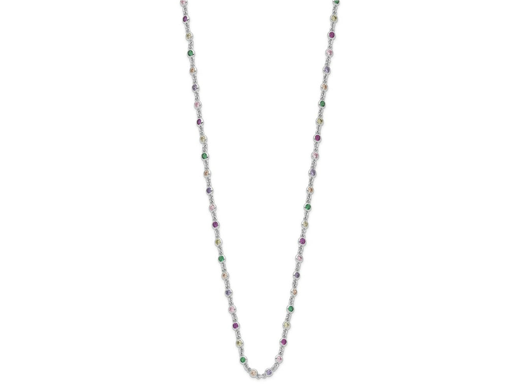 FJC Finejewelers 925 Sterling Silver  Polished Multi-color CZ with 3 IN EXT Choker 12 Inches