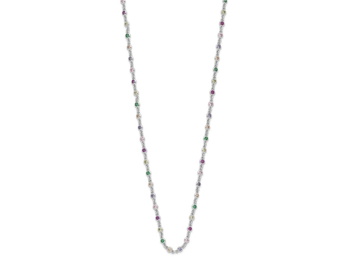 FJC Finejewelers 925 Sterling Silver  Polished Multi-color CZ with 3 IN EXT Choker 12 Inches