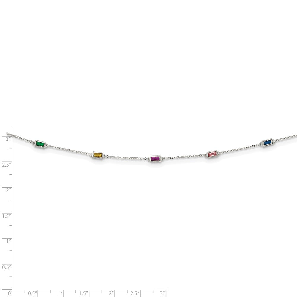 FJC Finejewelers 925 Sterling Silver Rhodium Plated Polished Multicolor CZ Necklace 18 Inches x 5 mm