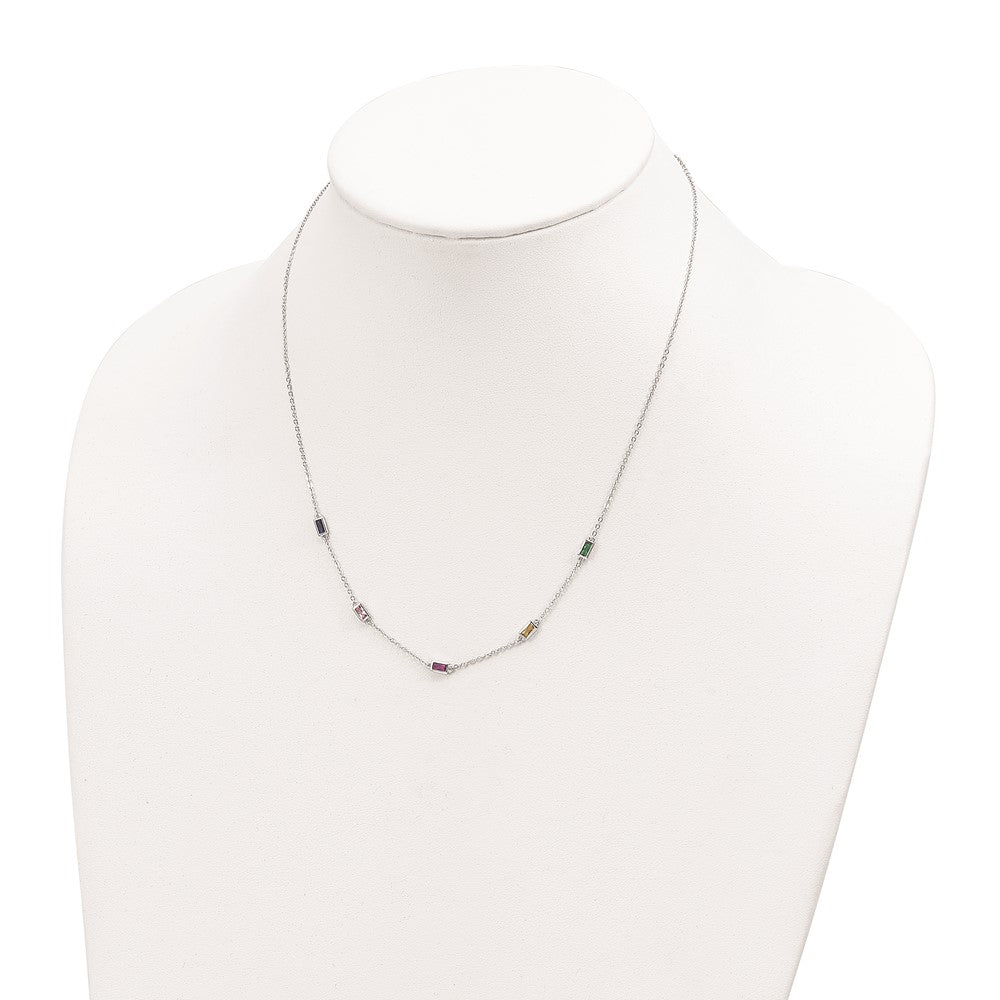 FJC Finejewelers 925 Sterling Silver Rhodium Plated Polished Multicolor CZ Necklace 18 Inches x 5 mm
