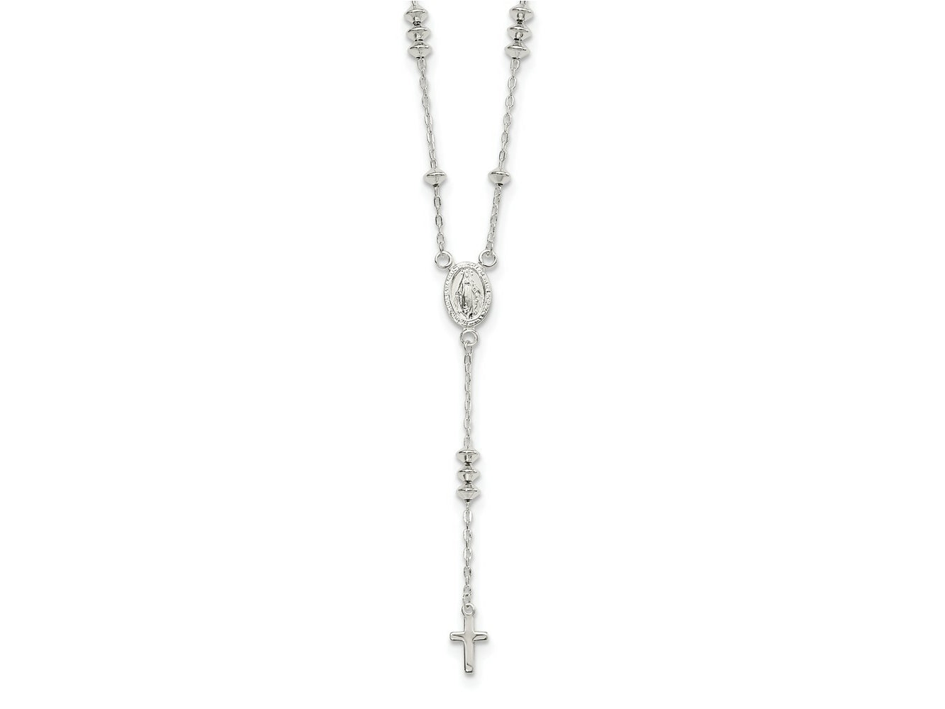 FJC Finejewelers 925 Sterling Silver Mary and Cross Y-drop 1.75in ext. Necklace 19 Inches x 10 mm