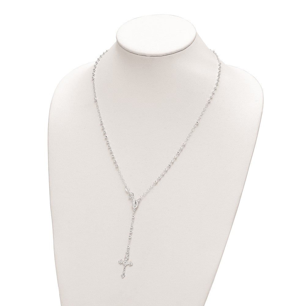 FJC Finejewelers 925 Sterling Silver Rhodium Plated Polished with Clasp Rosary 21 Inches x 16 mm