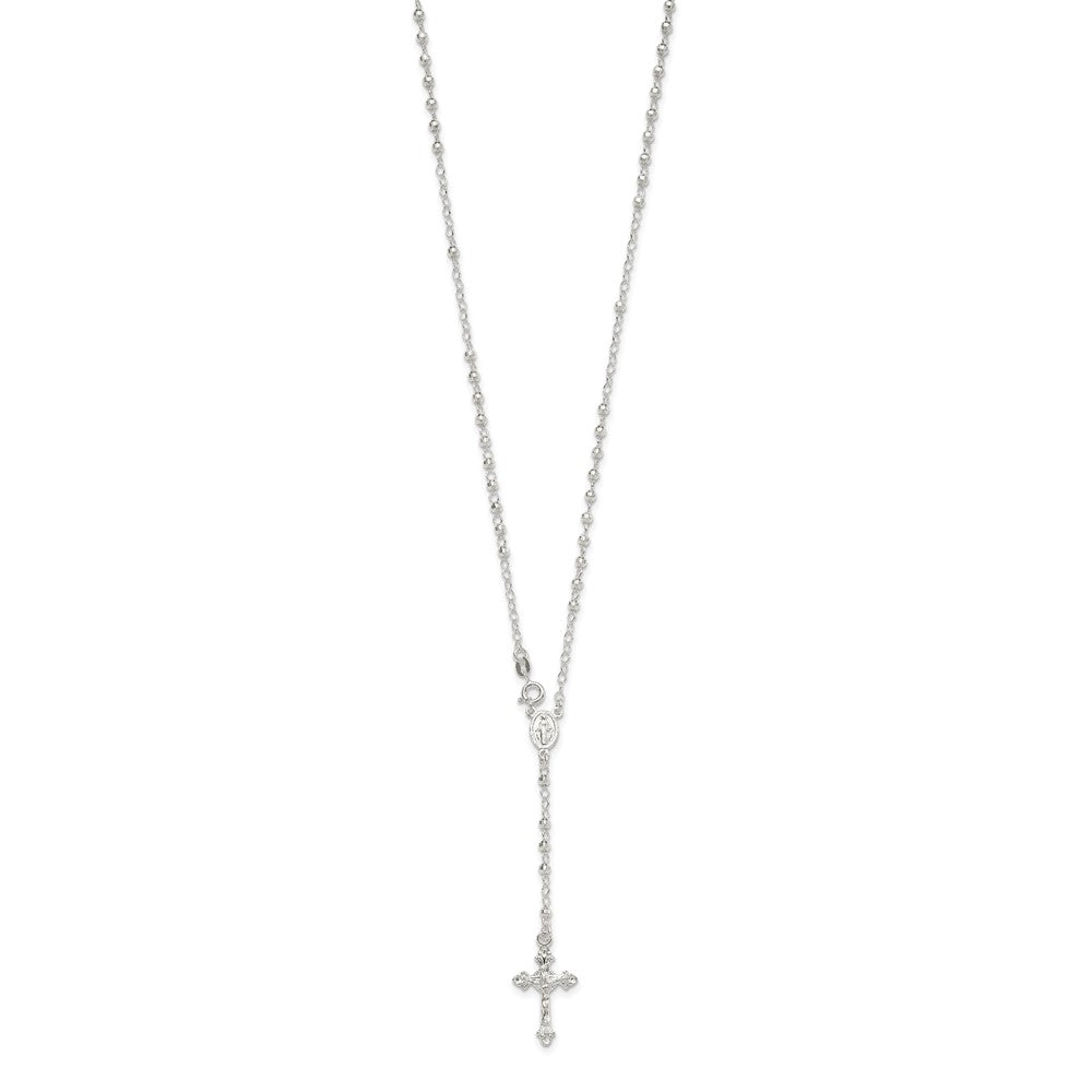 FJC Finejewelers 925 Sterling Silver Rhodium Plated Polished with Clasp Rosary 21 Inches x 16 mm