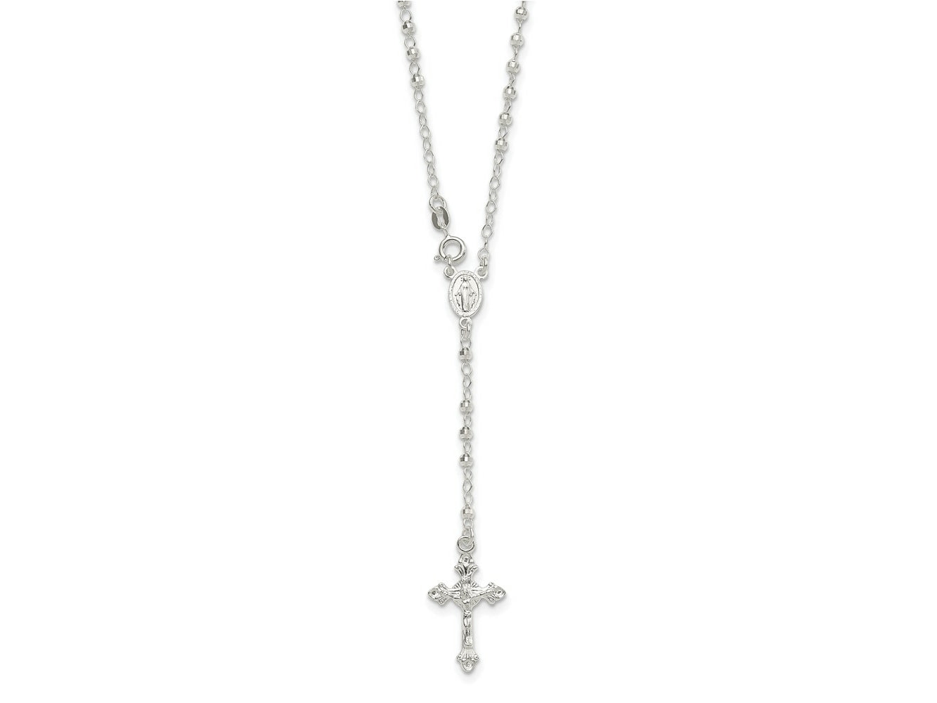 FJC Finejewelers 925 Sterling Silver Rhodium Plated Polished with Clasp Rosary 21 Inches x 16 mm