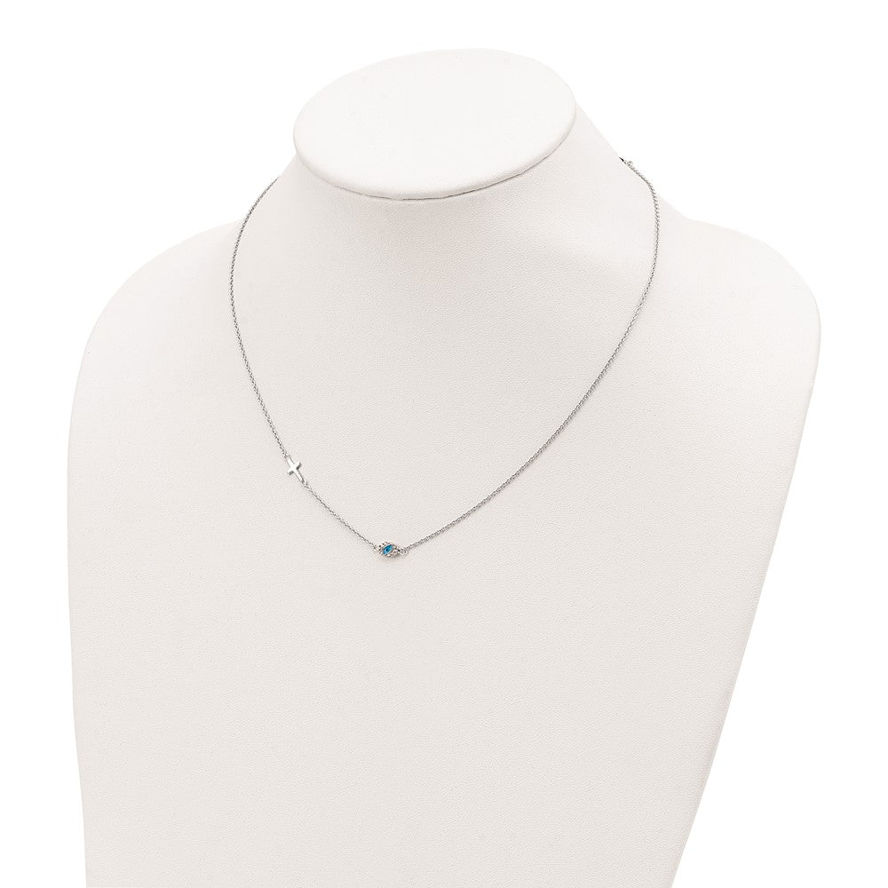 FJC Finejewelers 925 Sterling Silver  CZ Enamel Cross with Eye 16.5in with 2in ext Necklace 18 Inches x 5 mm