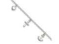 FJC Finejewelers 925 Sterling Silver Cross, Anchor, Heart Bracelet 7.5 Inches x 9 mm